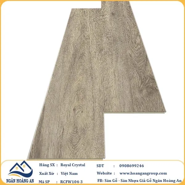 Sàn Đá Công Nghệ Giả Gỗ Hèm Khóa SPC Royal Crystal RCFW104-3 (S02)